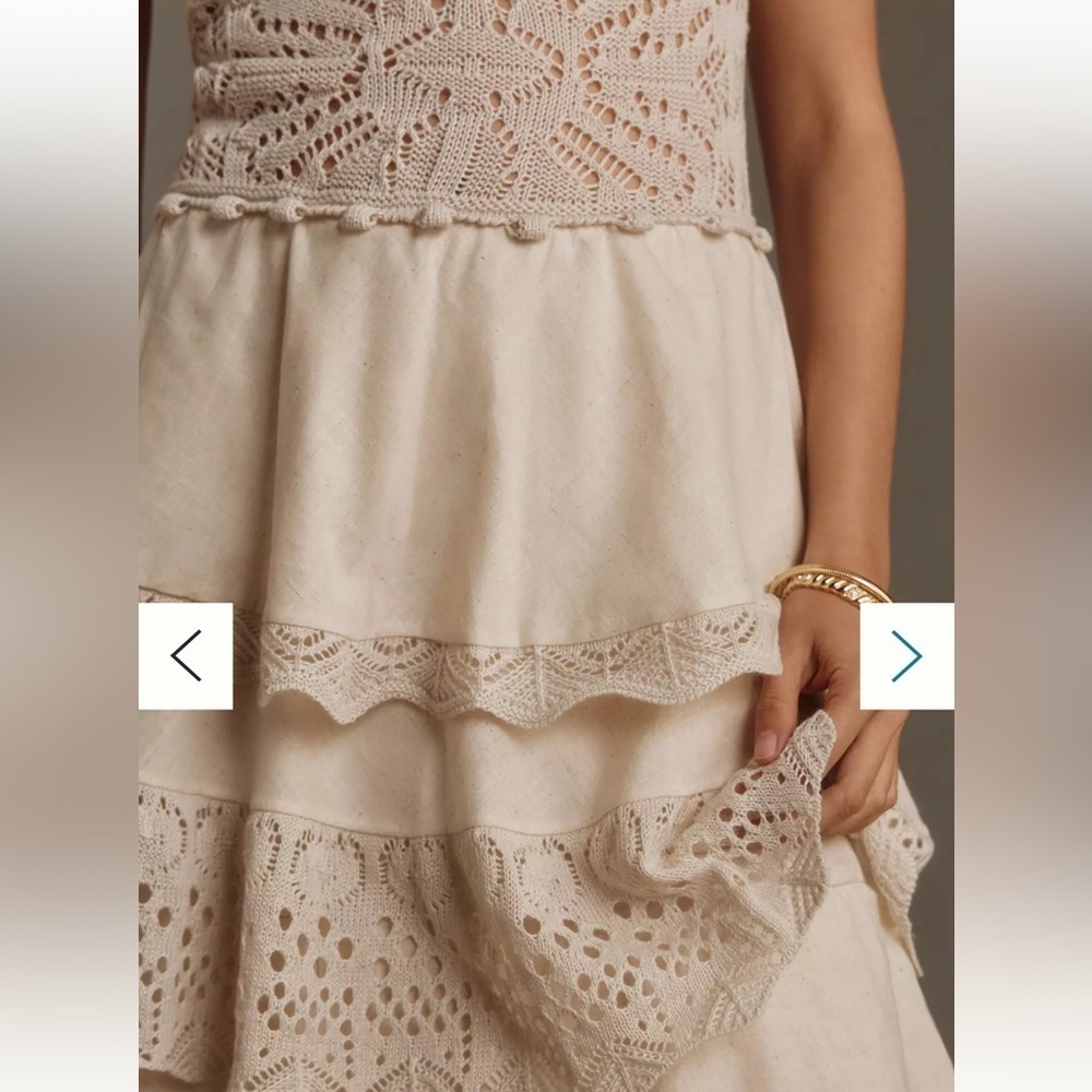 NWT Cecilia Prado Cream Lace ruffle Dress by Anthropologie - Picture 11 of 12